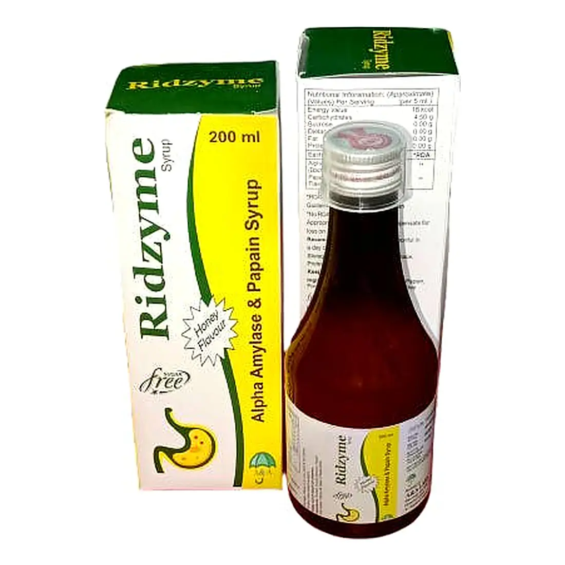Ridzyme Syrup — Alpha Amylase & Papain Syrup — Honey Flavour, Sugar Free