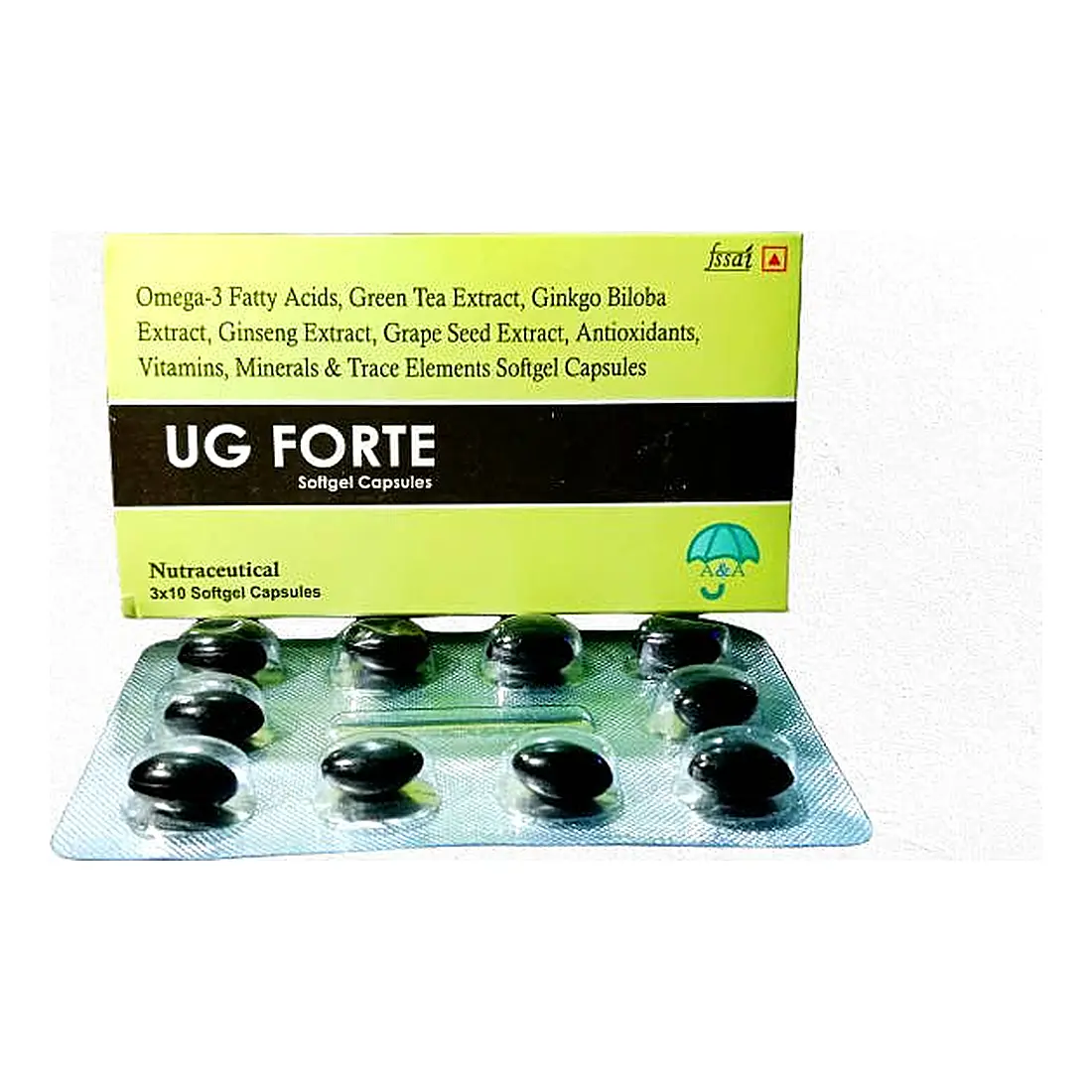 UG Forte — Omega-3 Fatty Acids, Green Tea Extract, Ginkgo Biloba, Ginseng Extract, Grape Seed Extract, Antioxidants, Vitamins, Minerals & Trace Elements Softgel Capsules